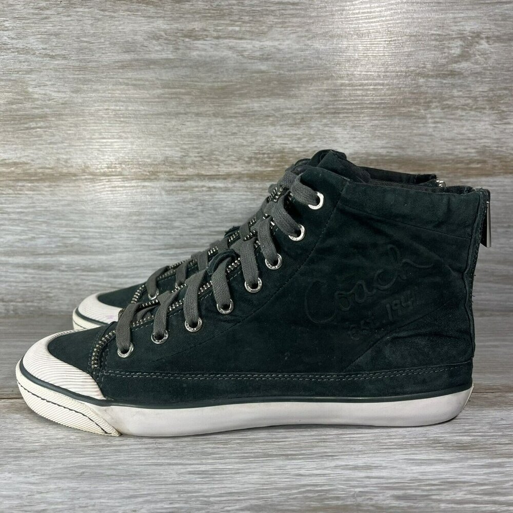 Coach Women’s Fatima Hi-Top Suede Back Zip Sneakers Size 9.5 B